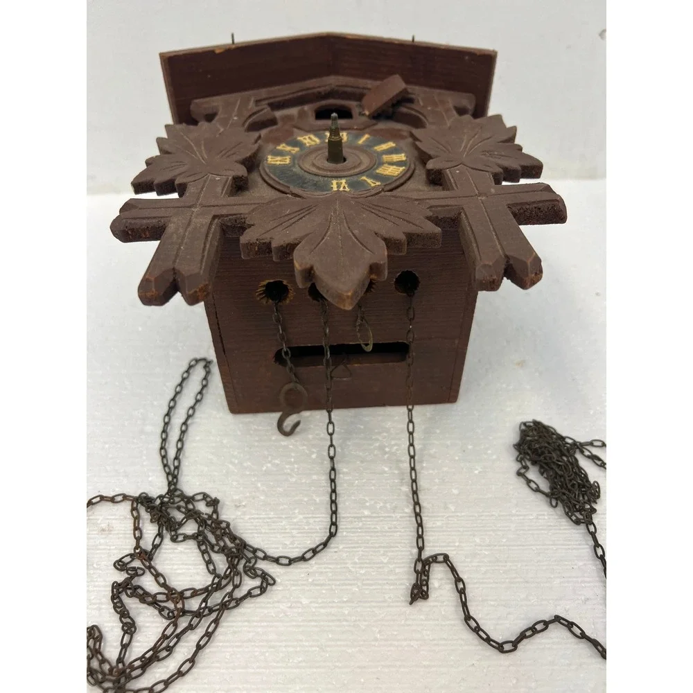 Vintage Germany Cuckoo Clock Wooden Case Black Forest Mechanical Parts Repair
